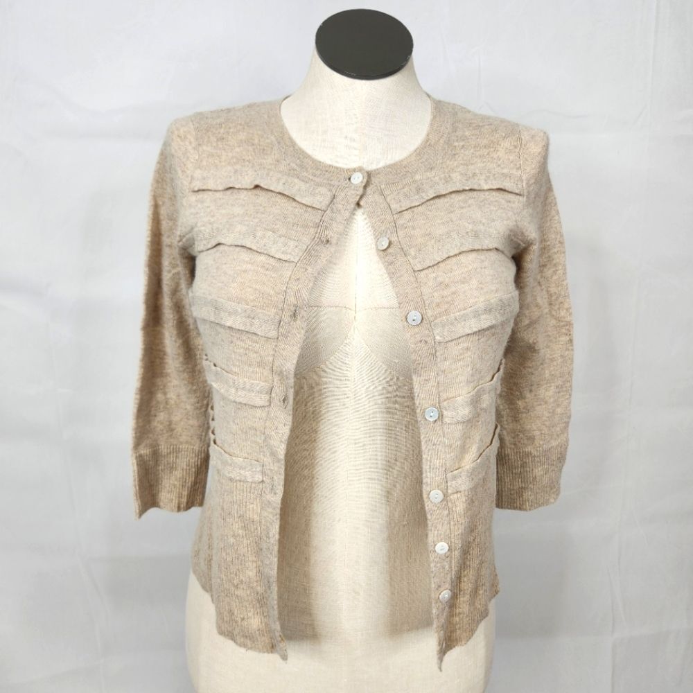 Fenn Wright Manson Tan Beige Cardigan Sweater SZ S